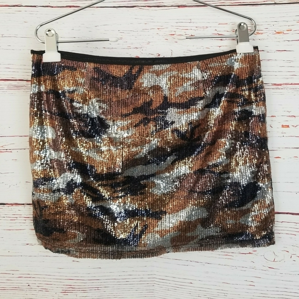 COSTA BLANCA // sequin camo mini skirt
